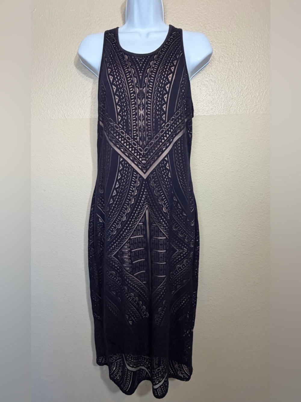 Mossimo Ladies Navy Lace Sleeveless Dress W/Beige Slip Underlay Sexy